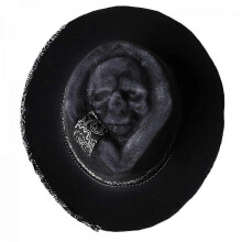 Sombrero de vaquero de calavera negra para disfraz de Halloween, protección solar de ala ancha, sombreros ligeros para adultos