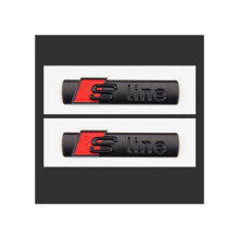 Waterproof black adhesive emblem for outdoor use, 2 units, sporty design, durable finish for smooth surfaces