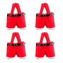 Sacs de Noël non tissés pour pantalons de Père Noël, rouge, paquet de 4, S/M/L, contenant à bonbons
