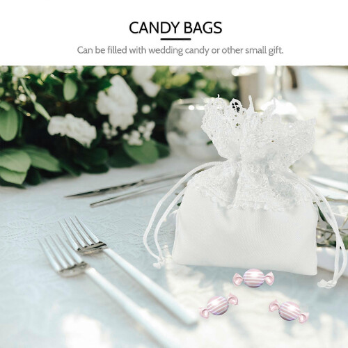 Cloth Wedding Candy Bags, Drawstring Closure, 6 Pieces, 5.5x4.9x0.4 Inches 2