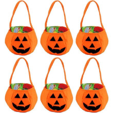 Halloween-Kürbis-Süßigkeitstüten, Vliesstoff-Tüten für Süßes oder Saures für Halloween-Partyzubehör, 6er-Pack