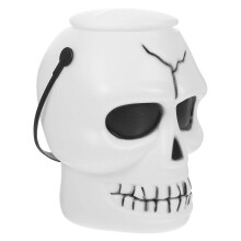 Seau à bonbons d'Halloween en plastique blanc en forme de crâne, portable avec poignée, grande capacité