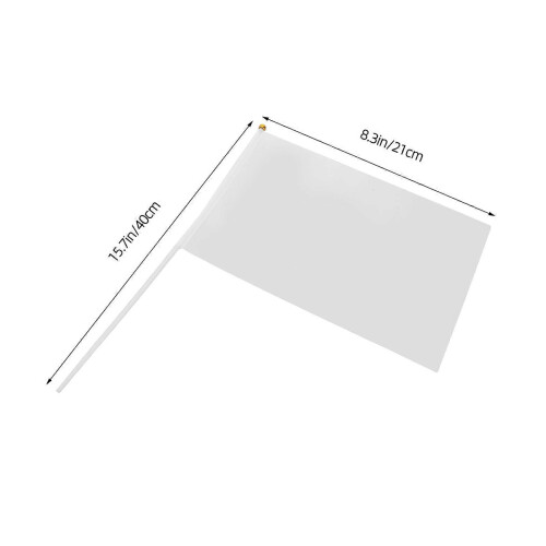 50 Pcs White Polyester Handheld Flags for DIY Decorations Parades Events 1
