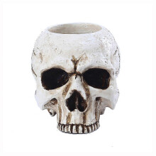 Castiçal decorativo de resina com castiçal de caveira para decoração gótica de Halloween em casa