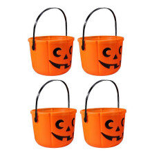 Paquet de 4 seaux à bonbons d'Halloween, seaux à bonbons ou à friandises en forme de citrouille pour les décorations de fête d'Halloween