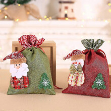 2 Pack joulukanvas kiristysnyöripussit 20x30 cm Pestävät makeisherkkupussit juhliin