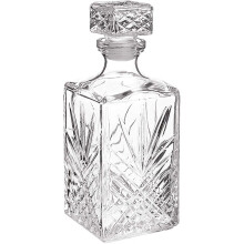 Carafe à Whisky 1 Litre Verre Taillé Carré Art Déco Joint Silicone Passe Au Lave-Vaisselle