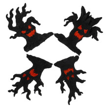 Halloween Tree Resin Craft 16Pcs, Black Resin Figurines for Mini House Decor