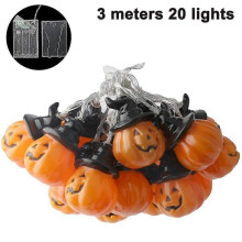 Luzes de corda de abóbora de Halloween 3m 20 LED Bateria alimentadas de branco quente à prova d'água para ambientes internos e externos