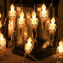 Luzes de corda de Halloween 1,5 m 10 LED Caveira Rack Bateria USB alimentado à prova d'água interno externo decorativo