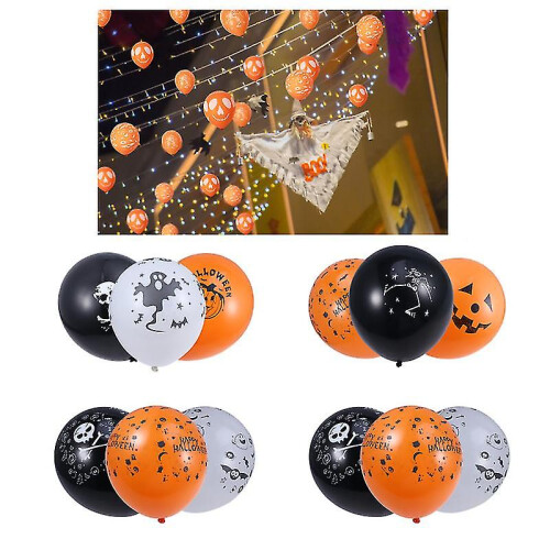 Balões de Halloween, 100 pacotes de látex, 12 polegadas, cores sortidas para decorações de festa de Halloween 2