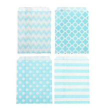 Sacs à bonbons en papier, paquet de 100, bleu clair, 4 motifs assortis pour Buffet de bonbons, fournitures de fête