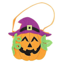 Halloween-Süßigkeitenbeutel aus leichtem Vlies mit Kürbismuster und Hexenhut für Süßes oder Saures