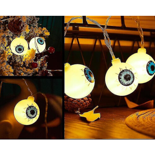 10 Eyeball LED Halloween String Lights 1.5m Warm White Battery Operated Decorative 1