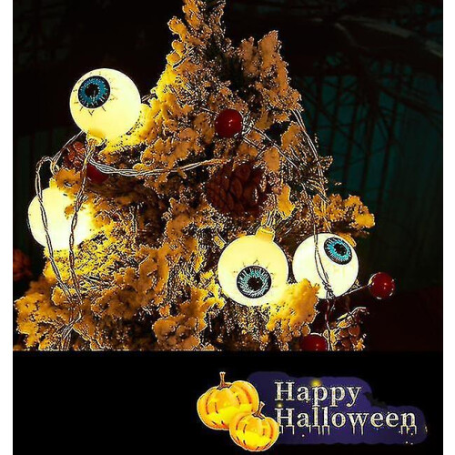 10 Eyeball LED Halloween String Lights 1.5m Warm White Battery Operated Decorative 2