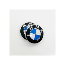Zestaw 2 metalowych emblematów/odznak BMW z przodu i z tyłu, 82 mm + 74 mm logo na maskę i bagażnik