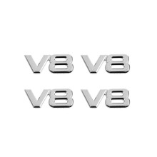 Naklejka 4X 3D z srebrnym emblematem na tylną obudowę silnika V8, 7,5 x 3,5 cm