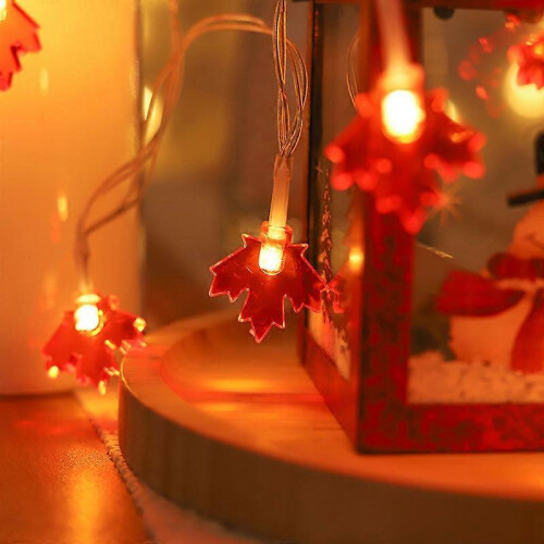 LED Maple Leaf Light String 4m 40 Lights Red Waterproof PVC Halloween Decorative Window Hanging 2