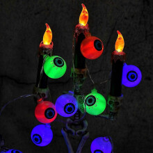 Luzes de Corda de Halloween 30 LED a Pilhas com Controlo Remoto Impermeáveis para Decoração Interior e Exterior