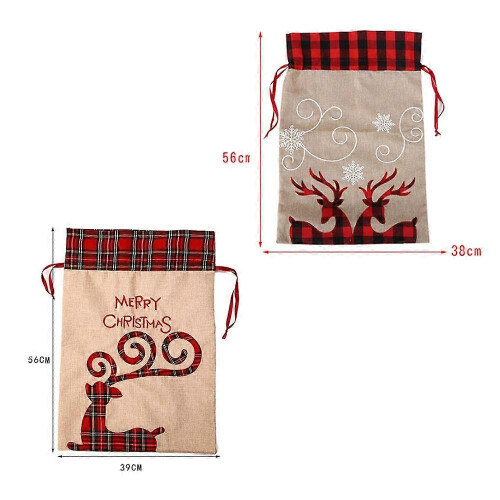 Pacote com 2 sacos de lona de Natal com cordão para doces e lembrancinhas 2