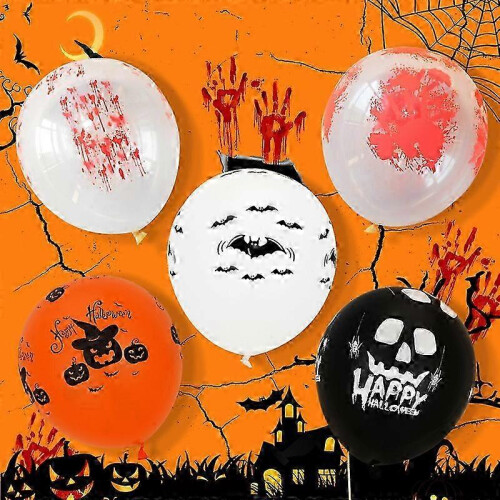 Halloween Bat Pattern Latex Balloons White 100 Pcs Party Decorations 1