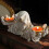 White Resin Ghost Wizard Candle Holder - Vintage Halloween Tabletop Candlestick Decor 3