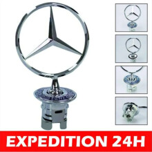 Emblem compatible with W210 W220 car, hood ornament, wheat stalk design, metallic finish, durable decoration.