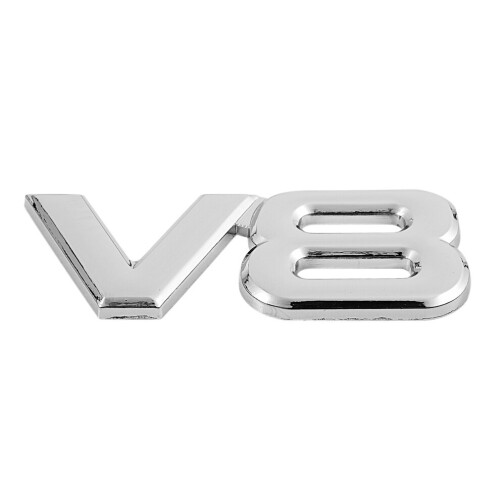2X 3D Silver Auto Engine V8 Car Rear Emblem Decal Badge Sticker 7.5X3.5Cm 1