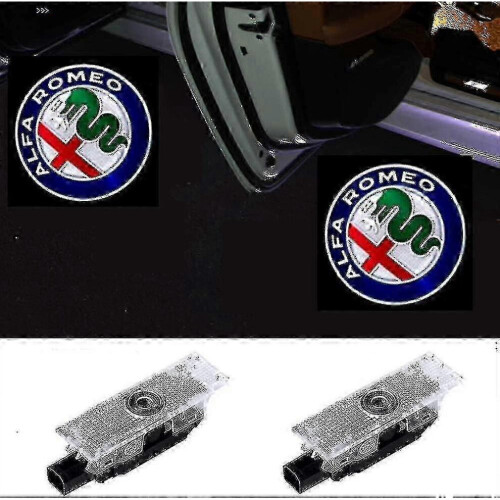 Alfa Romeo compatible door lights (2-pack) with ghost logo projector, waterproof, with entry lighting