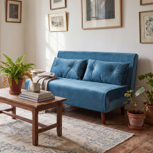 Double Sofa Bed Sleeper Foldable Portable Pillow Lounge Couch Blue Sofa Bed Living Room Furniture