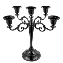 Candelabro gótico de metal preto com 5 braços para decoração de casa, casamento e natal