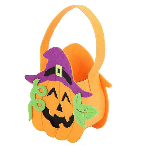Halloween Candy Bag Lightweight Non-woven Pumpkin Pattern Witch Hat for Trick-or-Treating 1