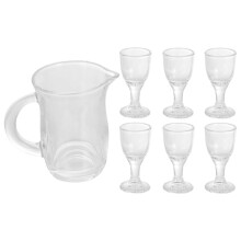 Juego de jarra de vidrio con 6 tazas, vidrio de borosilicato transparente, 3,54x3,23x2,32 pulgadas, a prueba de explosiones