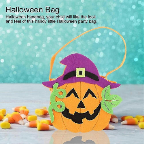 Halloween Candy Bag Lightweight Non-woven Pumpkin Pattern Witch Hat for Trick-or-Treating 2