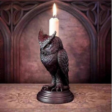 Candle Holder Gothic Owl Bat Halloween Resin Animal Statue Desk Ornament Figurine, Black