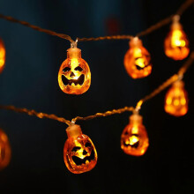 Luzes de abóbora de Halloween 14,7 pés 30 LED Luzes de corda laranja operadas por bateria para decorações de Halloween