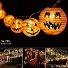 Halloween String Lights 20LED 3m Battery Powered Pumpkin Lights Indoor Outdoor Orange Jack Face