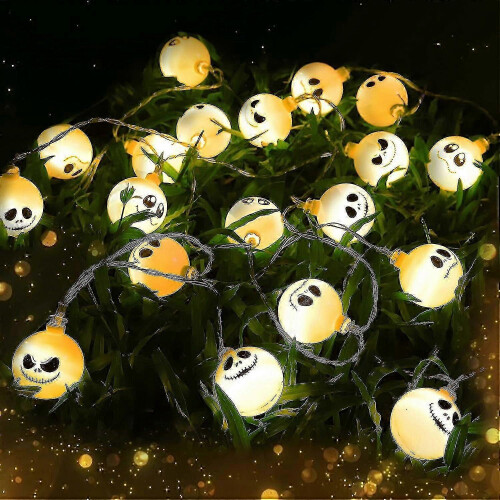 Halloween String Lights Battery Operated IP44 Waterproof 10ft 20LED Skull Ghost Remote Control 8 Modes 2