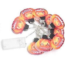 10 LED Luz de corda de abóbora para Halloween Luz quente Bateria operada para decoração