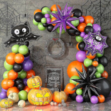 Kit ghirlanda di palloncini di Halloween 118 pezzi con palloncini foil a forma di stella di ragnatela di pipistrello