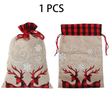 Sac de sac de cordon de toile de Noël pour les décorations de fête de friandises de bonbons
