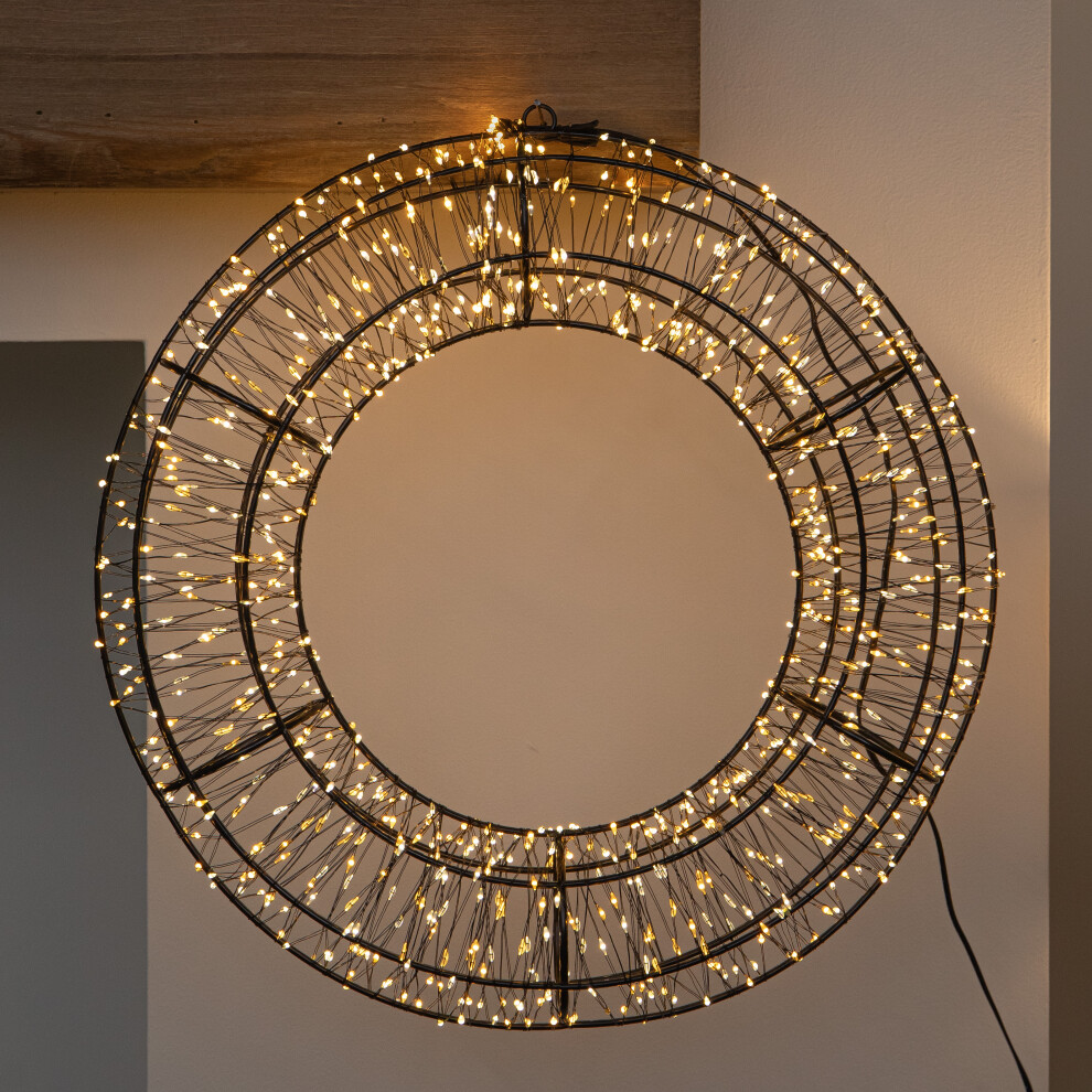 B&Q - 38Cm Light Up 3D Metal Christmas Wreath With 960 Warm White Leds - Image 2