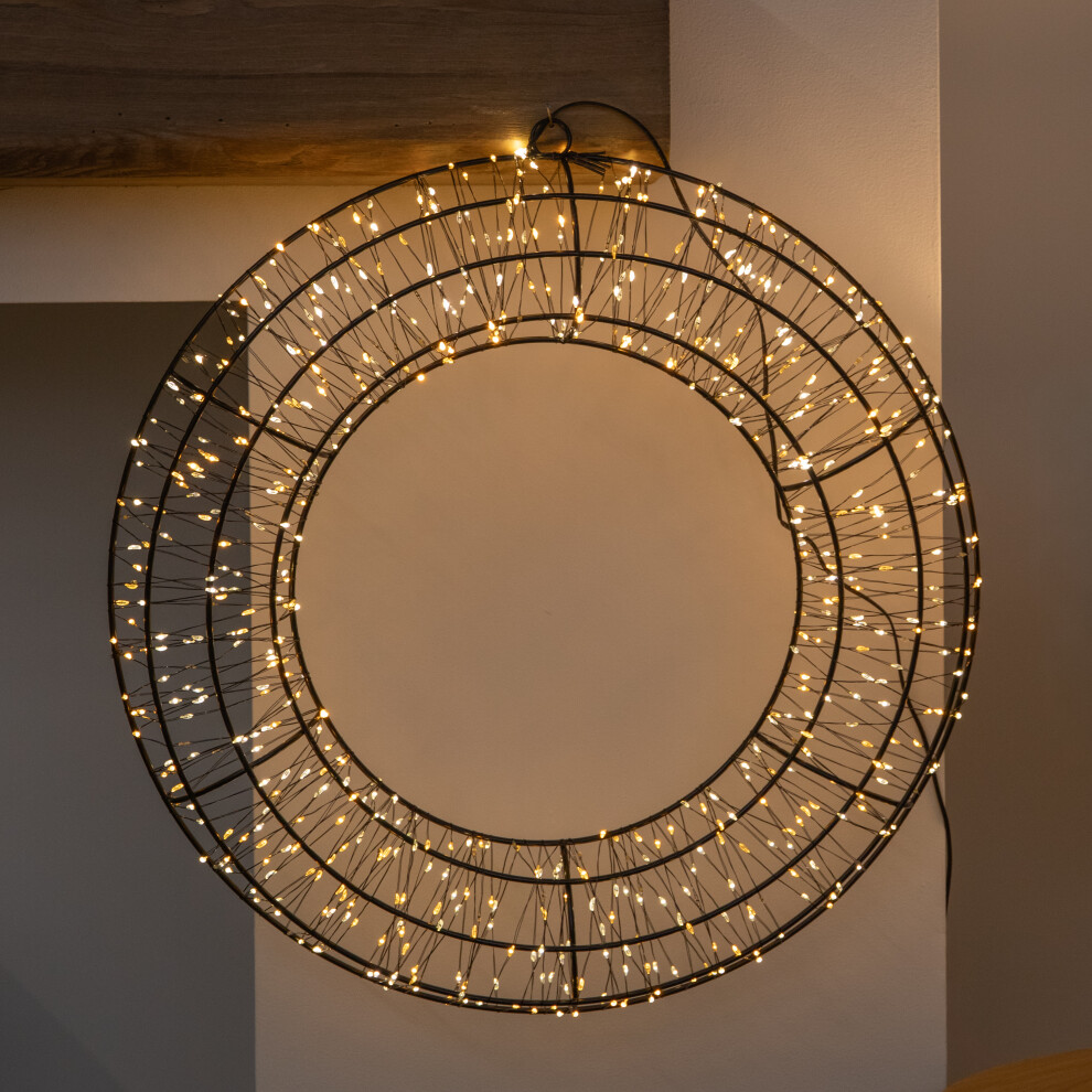 Samuel Alexander 50 Cm Light-Up 3D Metal Christmas Wreath With 720 Warm White Leds - Black - Image 2