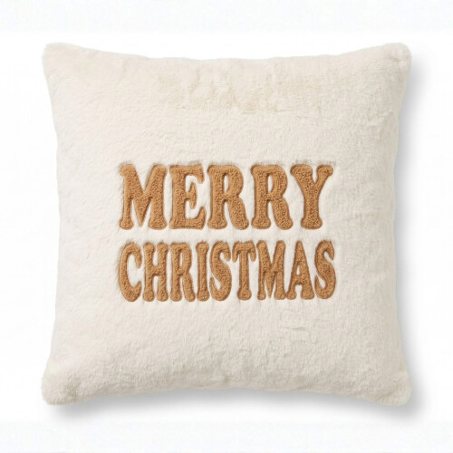 Homescapes Festive Cushion Embroidered Holiday Greeting