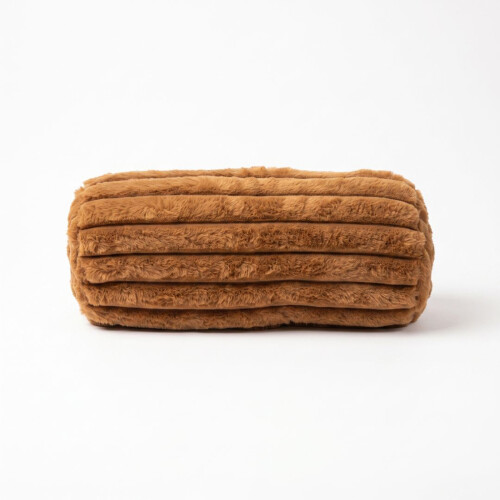 Homescapes Ribbed Bolster Cushion, 40 x 15 cm