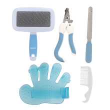 Rabbit Grooming Kit – Brush, Comb, File & Nail Clippers for Small Animals (Blue)