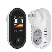 4-i-1 Kolmonoxiddetektor Inbyggd Monitor, Larm, Insticksdisplay med Fuktighets- och Temperatursensor, B US-Kontakt