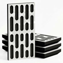 (White glossy Plastic, 33 mm) 4 Pack - Narrow Acoustic Decorative Panel "P24"| 50x25cm | Home Interior Sound Absorption & Echo Control