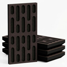 (Wenge, 33 mm) 4 Pack - Narrow Acoustic Decorative Panel "P24"| 50x25cm | Home Interior Sound Absorption & Echo Control