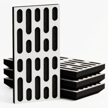 (White, 33 mm) 4 Pack - Narrow Acoustic Decorative Panel "P24"| 50x25cm | Home Interior Sound Absorption & Echo Control